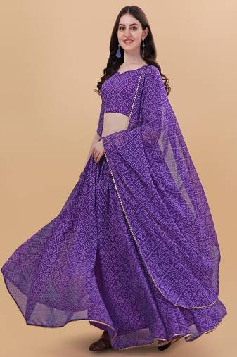 Women's Bandhani Print Georgette Lehenga Choli with Dupatta