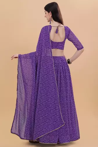 Women's Bandhani Print Georgette Lehenga Choli with Dupatta