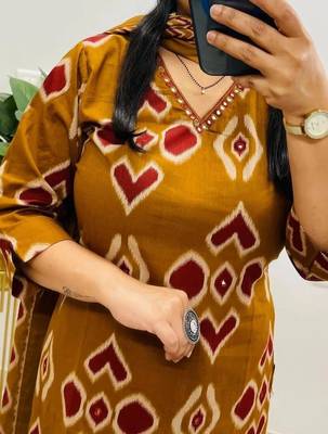 Mustard staright cotton kurta pant with dupatta 2