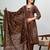 Brown bandhani print a-line cotton kurta pant with dupatta