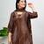 Brown bandhani print a-line cotton kurta pant with dupatta