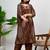 Brown bandhani print a-line cotton kurta pant with dupatta