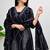 Dark blue bandhani print a-line cotton kurta pant with dupatta