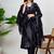 Dark blue bandhani print a-line cotton kurta pant with dupatta