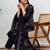 Dark blue bandhani print a-line cotton kurta pant with dupatta
