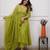 Green embroidered print a-line cotton kurta pant with dupatta