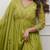 Green embroidered print a-line cotton kurta pant with dupatta