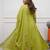 Green embroidered print a-line cotton kurta pant with dupatta