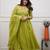 Green embroidered print a-line cotton kurta pant with dupatta