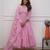 Light pink embroidered print a-line cotton kurta pant with dupatta