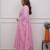 Light pink embroidered print a-line cotton kurta pant with dupatta