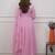 Light pink embroidered print a-line cotton kurta pant with dupatta