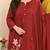 Maroon embroidered print a-line cotton kurta pant with dupatta
