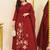 Maroon embroidered print a-line cotton kurta pant with dupatta