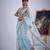 Sea green organza printed saree