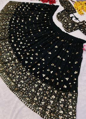 Designer Black Sequins Embroidered Lehenga Set 3