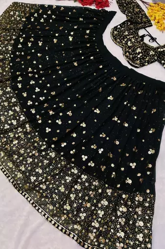 Designer Black Sequins Embroidered Lehenga Set
