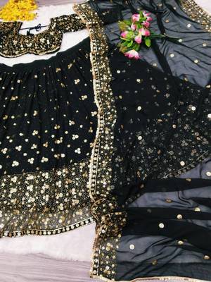Designer Black Sequins Embroidered Lehenga Set 4