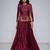 Wine Embroidered Crepe Indo Western Lehenga Set