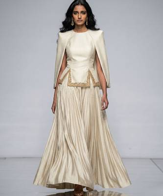 Ivory Embroidered Crepe Indo Western Lehenga Set 1