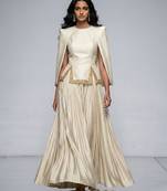 Ivory Embroidered Crepe Indo Western Lehenga Set