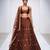 Brown Embroidered Dupion Silk Lehenga Set