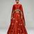 Rust Orange Embroidered Dupion Silk Cape Lehenga Set