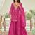 Pink silk blend embroidered sharara set