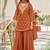 Brown silk blend embroidered sharara set