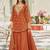 Brown silk blend embroidered sharara set