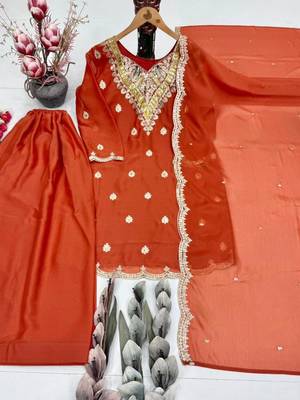 Brown silk blend embroidered sharara set 3