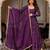 Purple jacquard mirror flared gown set