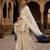 Cream silk blend embroidered palazzo set