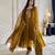 Antique-gold silk blend embroidered flared gown set