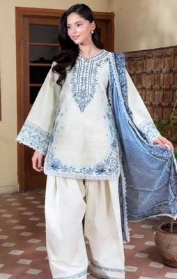 White rayon embroidered farshi salwar set 1