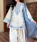 White rayon embroidered farshi salwar set