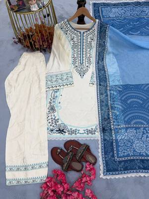 White rayon embroidered farshi salwar set 4