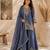 Blue silk blend embroidered palazzo set