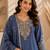 Blue silk blend embroidered palazzo set
