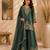 Green silk blend embroidered palazzo set