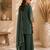 Green silk blend embroidered palazzo set