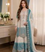 Multicolor georgette embroidered palazzo set
