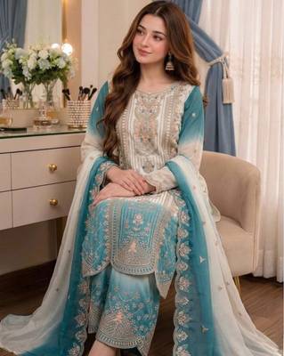 Multicolor georgette embroidered palazzo set 3