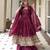 Plum silk blend embroidered palazzo set