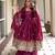 Plum silk blend embroidered palazzo set