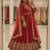 Red faux georgette sequins free size flared gown set