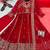 Red faux georgette sequins free size flared gown set