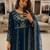 Blue faux georgette sequins  free size  flared gown set