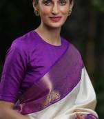 Purple art silk woven saree with zari work