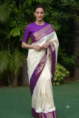 Purple art silk woven saree with zari work 2